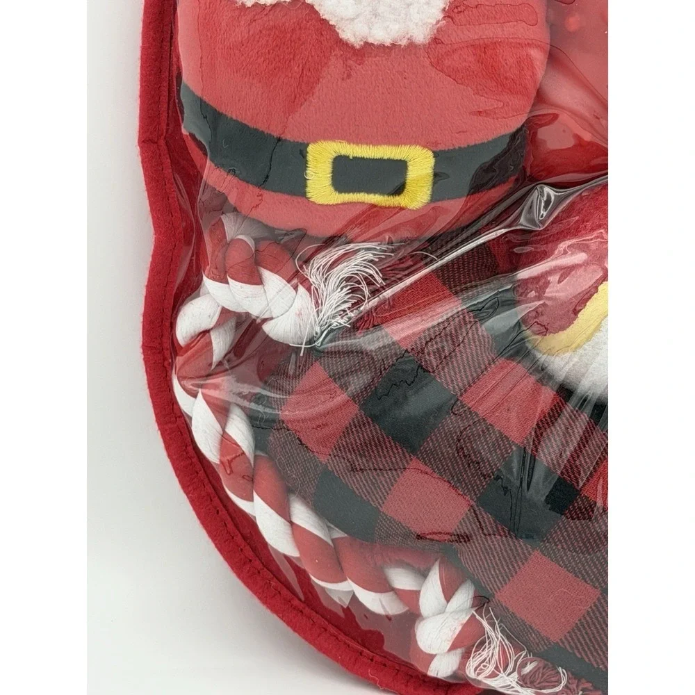 Vibrant Life 5 Pc Dog Toy Stocking Holiday Christmas Gift Set Red Chew Level 2